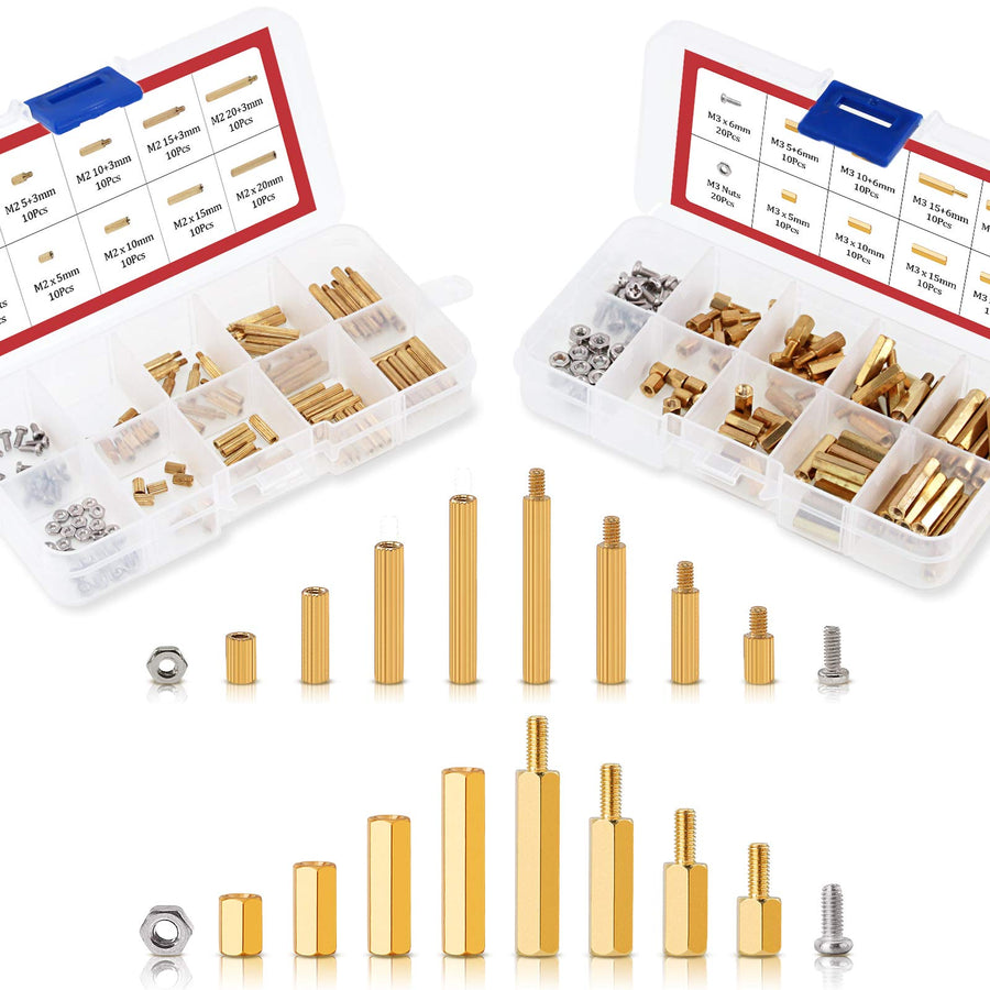 240pcs M2 and M3 Brass Spacer Standoff Screw Nut Assortment Kit