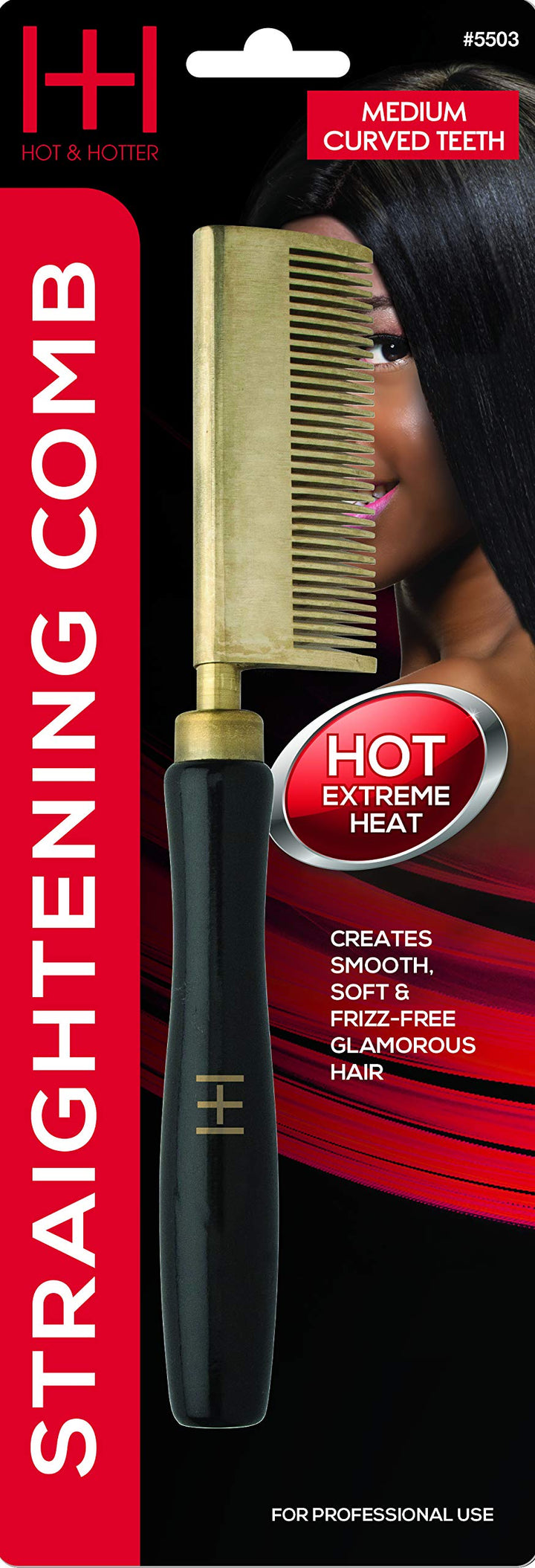 Straightening Comb, Med Teeth, Curved
