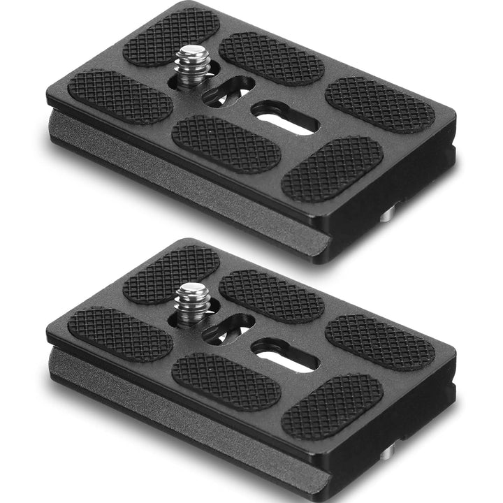 2 Pieces Metal Quick Release Plate with 1/4''-20 Camera Screw Tripod Mount Plate Fits Standard for DSLR Camera Tripod Ball Head(Black,Pu60)