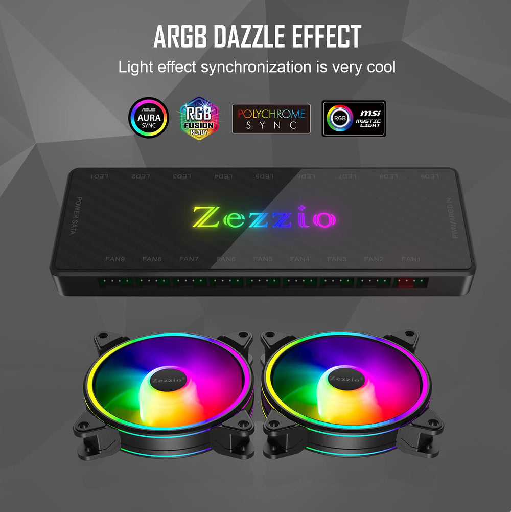 ARGB Fan Hub for Case Cooling Fan 9 Ports