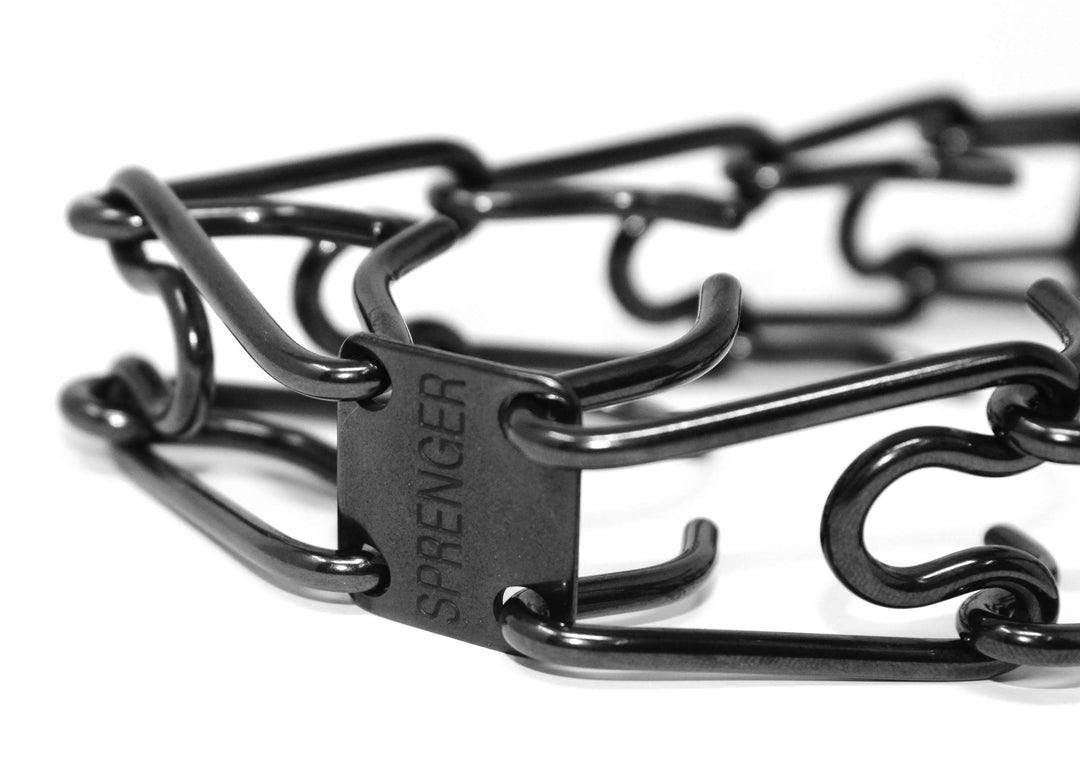 Herm Sprenger Black Stainless Steel Prong Dog Anti Pull Training Collar with Swivel Ultra-Plus Pet Pinch No-Pull Collar, Made in Germany 3.2mm x 23in