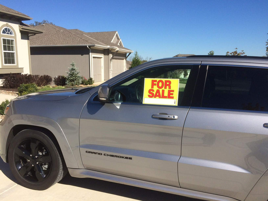 For Sale Sign for Cars, Trucks, Garage Sales, Business Sales 11H x 14W, Red-Yellow-Black
