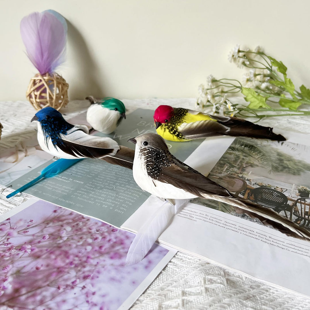 2pcs Grey Artificial Simulation Foam Bird Clip on Feathered Sparrow Bird Ornaments for Craft Christmas Decoration Home Garden Wedding Decoration Party Accessories 16cm/6inch