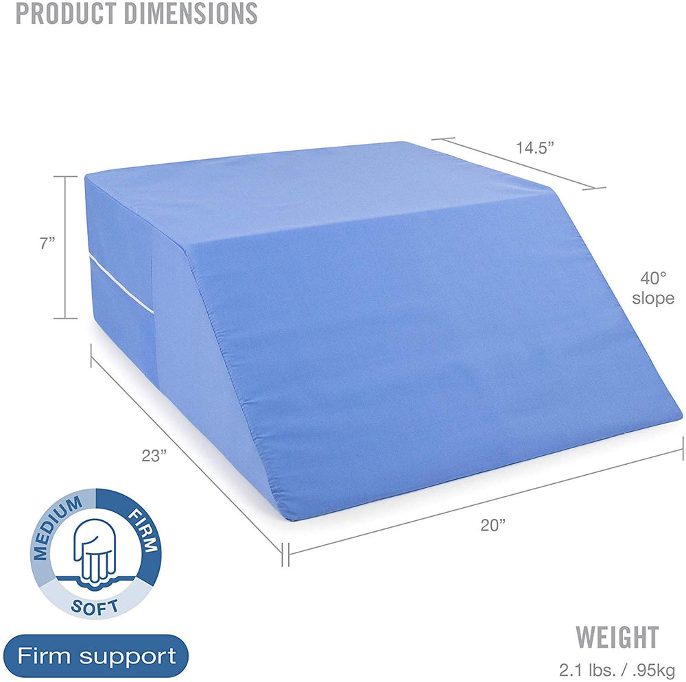 Ortho Bed Wedge Elevated Leg Pillow, Supportive Foam Wedge Pillow For Elevating Legs, Improved Circulation, Reducing Back Pain and More, Blue