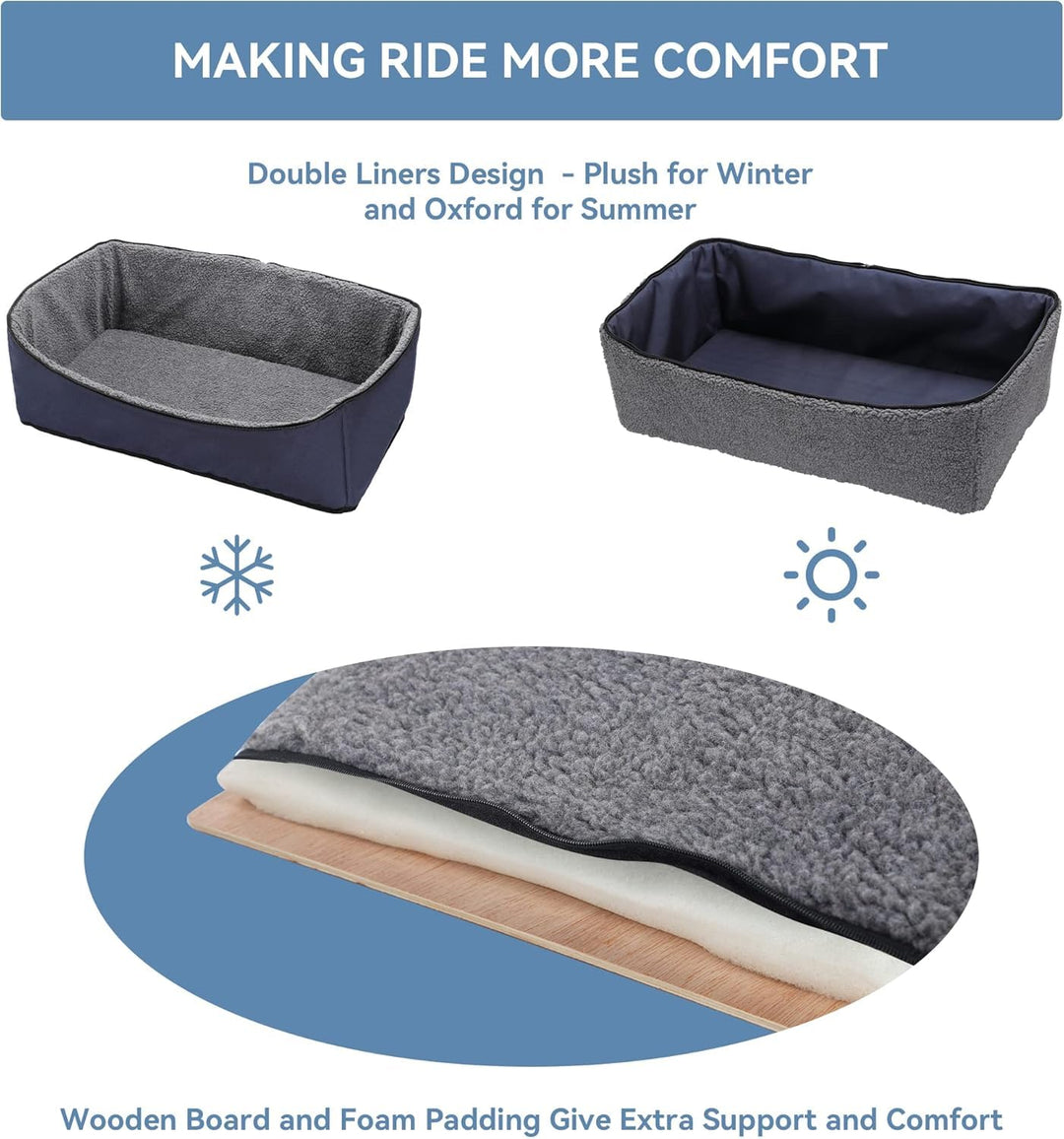 A4Pet Dog Car Seat Medium Large Size Dog - Large Dog Car Seat for 2 Dogs with Washable Cover, Safety Leashes, Storage Pockets - Pet Car Seat, Dog Booster Car Seat - Foldable & Portable