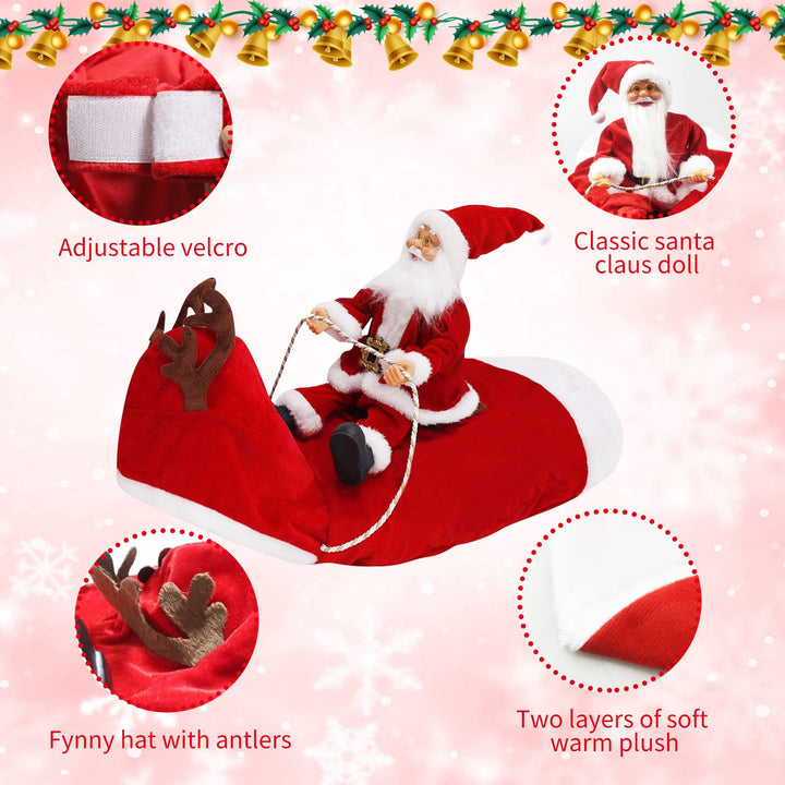 Santa Dog Costume Christmas Dog Stocking Stuffers Pet Clothes Santa Claus Riding Pet Cosplay Costumes Party Dressing up Dogs Cats Outfit for Small Medium Large Sized Dogs - XXL