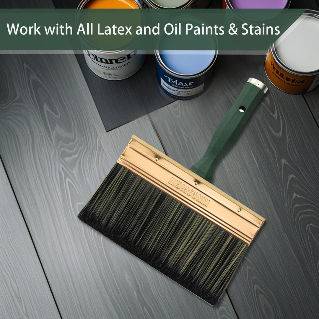 KINGORIGIN Deck Stain Brush, 9 Inch Deck Paint Brush with Threaded Handle for Extension Use, Stain Brushes for Wood, Fence, Walls and Furniture