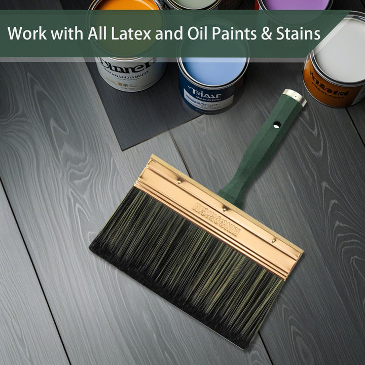 KINGORIGIN Deck Stain Brush, 9 Inch Deck Paint Brush with Threaded Handle for Extension Use, Stain Brushes for Wood, Fence, Walls and Furniture
