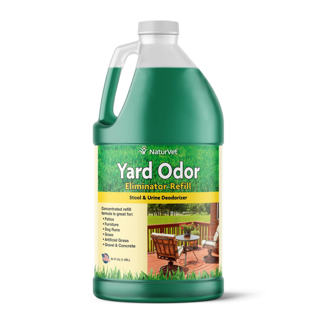 NaturVet - Yard Odor Eliminator - Eliminate Stool and Urine Odors from Lawn and Yard - Designed for Use on Grass, Plants, Patios, Gravel, Concrete & More - 64 oz Refill