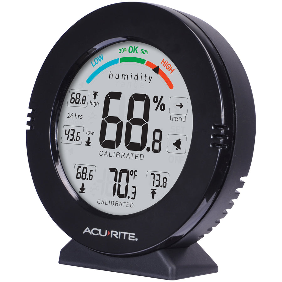 01080M Pro Accuracy Temperature and Humidity Gauge with Alarms, Black