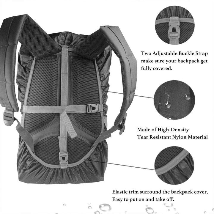 Hi-Visibility Backpack Rain Cover with Reflective Strip 100% Waterproof Ultralight Backpack Cover, Storage Pouch, Anti-Slip Cross Buckle Strap, for Hiking, Camping, Biking, Outdoor, Traveling