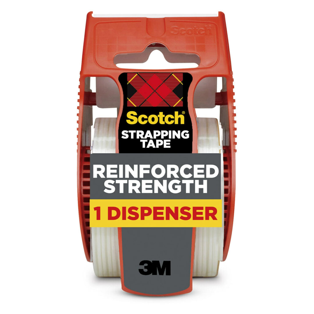 Reinforced Strength Shipping Strapping Tape 50-3M with Dispenser, Clear, 1.88x 360 in, 1 Dispenser/Pack