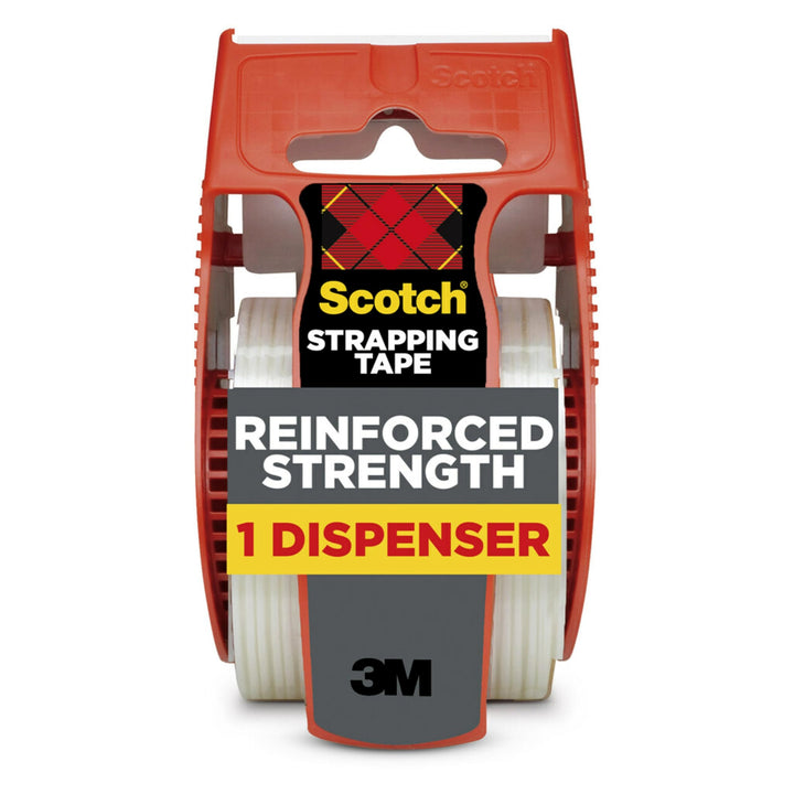 Reinforced Strength Shipping Strapping Tape 50-3M with Dispenser, Clear, 1.88x 360 in, 1 Dispenser/Pack