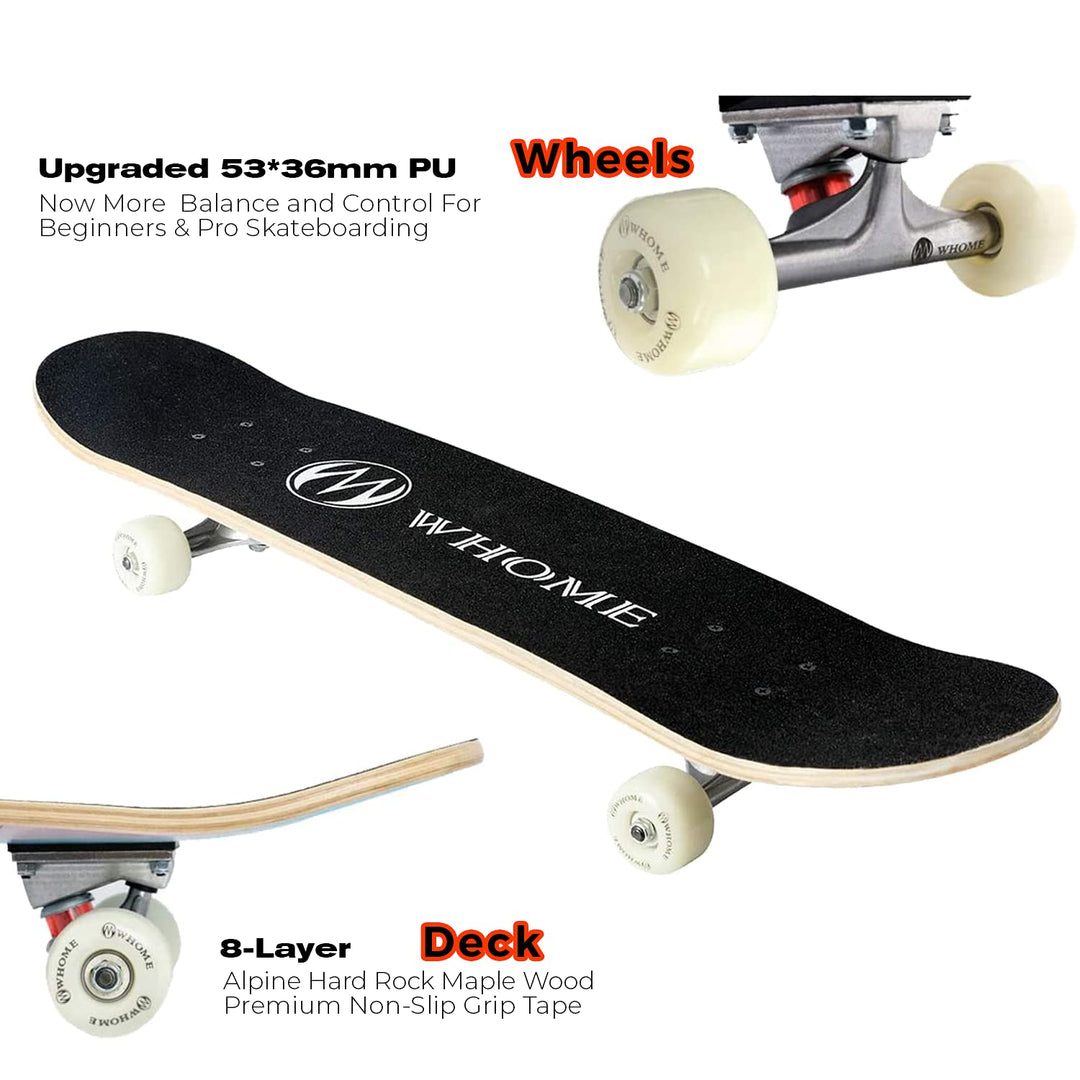 Skateboards for Adults/Kids Teens/Girl Beginner/Boy - 31x8 Pro Standard Skateboard Complete 8-ply Alpine Maple Deck ABEC-9 Bearings with T-Tool