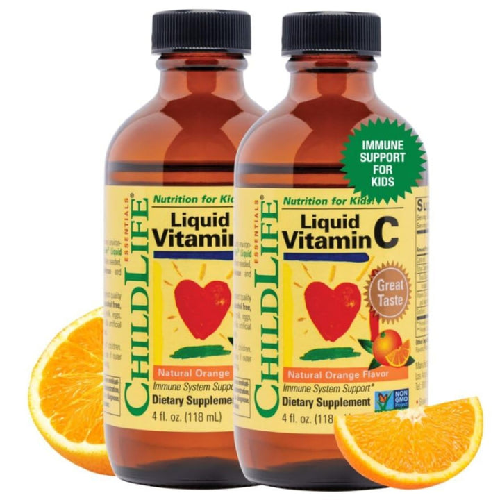 Liquid Vitamin C - Pure Vitamin C Liquid, Vitamin C for Kids, Liquid Supplement, Immune System Support, Great Taste - Natural Orange, 4 Fl Oz (Pack of 2)