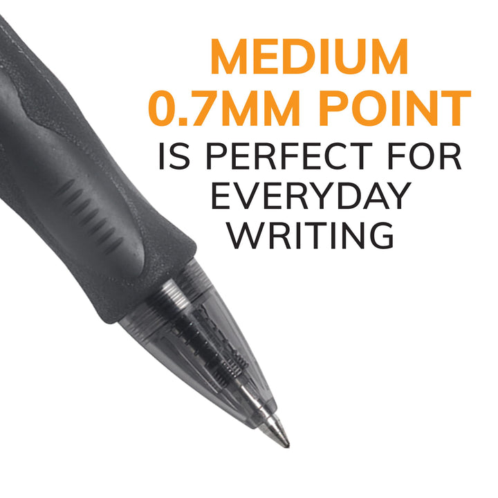 Gelocity Original Black Gel Pens, Medium Point (0.7mm), 24-Count Pack, Retractable Gel Pens With Comfortable Grip