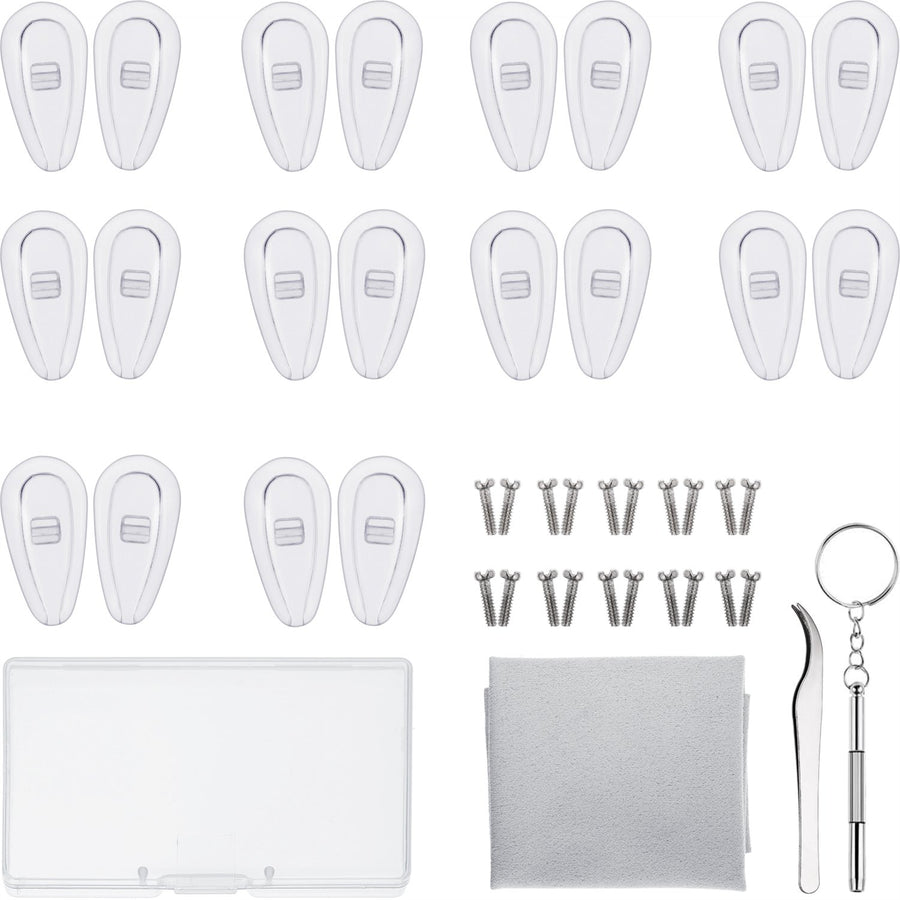 Eyeglass Repair Kit 10 Pairs Air Chamber Nose Pads Silicone Screw-in Eyewear Nose Pads with.