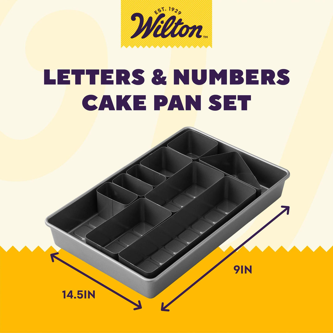 Letters and Numbers Adjustable Non-Stick Cake Pan Set, 10-Piece Set, Steel