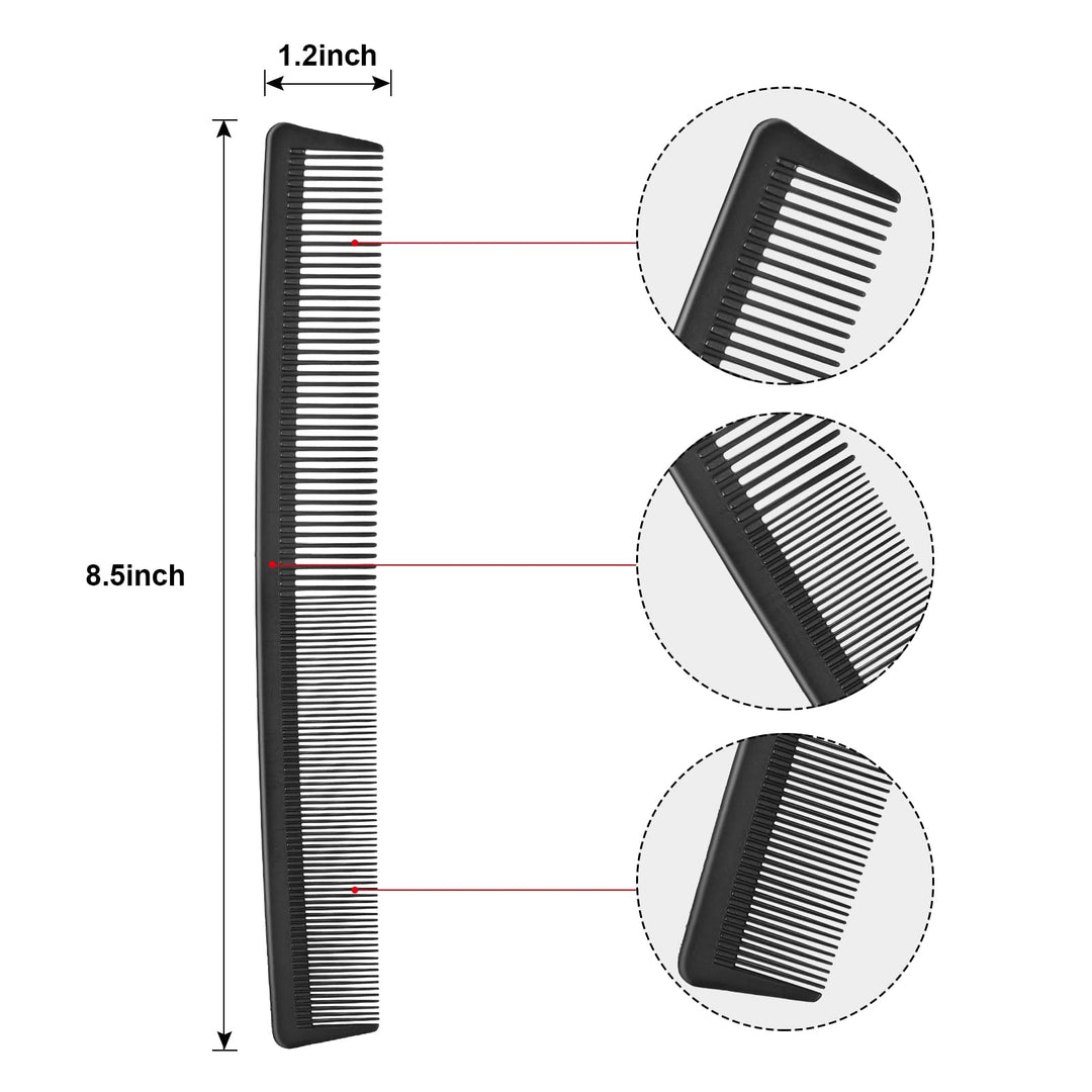 3 Pack Black Carbon Barber Fiber Cutting Comb, Fine Tooth Hair Comb, Hairdressing Styling Combs, Heat Resistant Combs, Styling Combs for Salon (Style G) : Style G