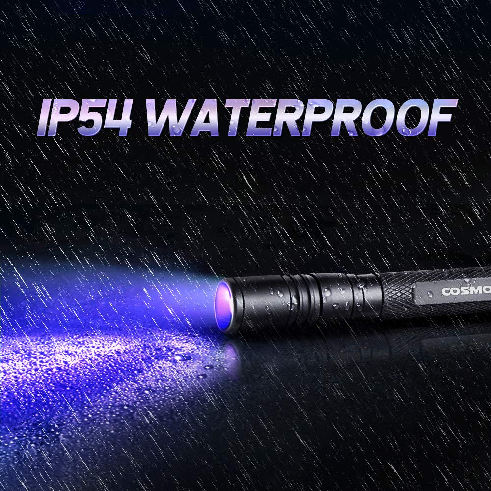 UV Flashlight, LED 395nm Ultraviolet Flashlight, Zoomable Pen Blacklight Flashlight IP54 Waterproof Detector for Pet Urine, Cat Dog Stains, Bed Bug, Household Wardrobe Toilet