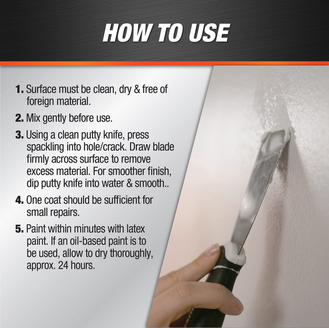 Dap 12140 Fast N Final Interior Exterior Spackle, 1/2-Pint,White, 8 Fl Oz (Pack of 1)