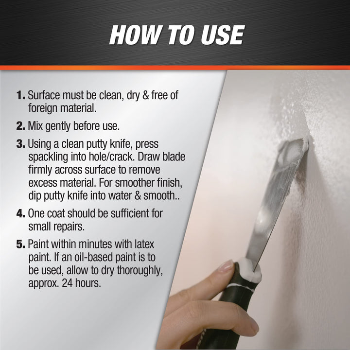 Dap 12140 Fast N Final Interior Exterior Spackle, 1/2-Pint,White, 8 Fl Oz (Pack of 1)