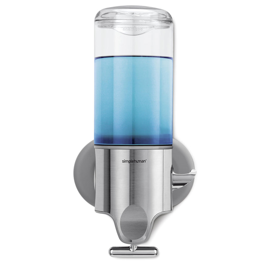 Single Wall Mount Shower Pump, 15 fl. oz. Shampoo and Soap Dispenser, Stainless Steel