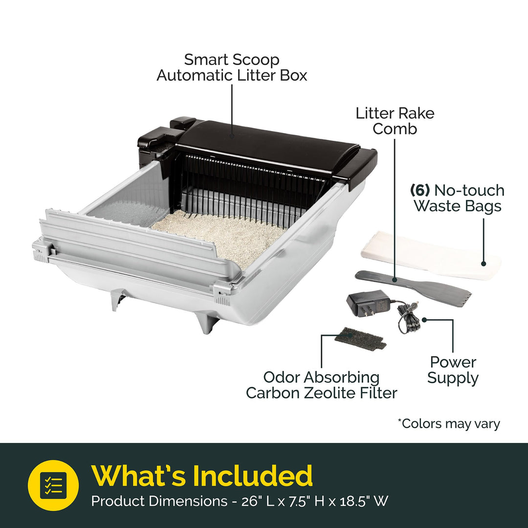 Self Cleaning Automatic Cat Litter Box - Smart Scoop Cat Litter Box with 6 Bags & Carbon Filter for Up to Two Cats 6-16 Pounds