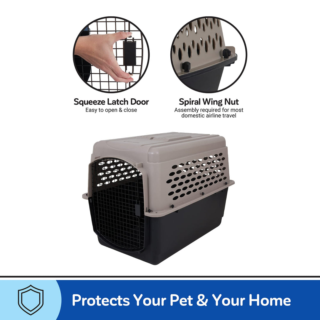 Vari Dog Kennel - Portable Dog Carriers & Crates for Large Dogs, Airline-Friendly, Durable Plastic, Pet Carrier For Home and Travel, 40 Inches, Taupe and Black