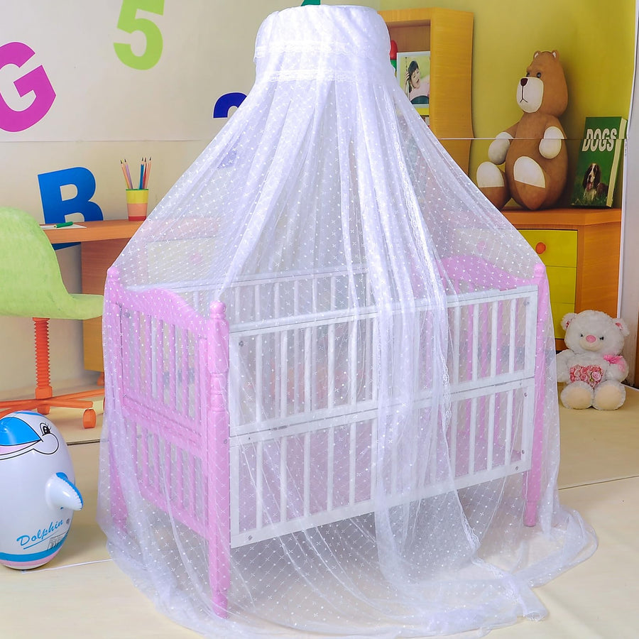 Baby Infant Toddler Bed Dome Cots Mosquito Netting Hanging Bed Net Mosquito Bar Frame Palace-Style Crib Bedding Set (White Mosquito Netting Only, Without Stand)