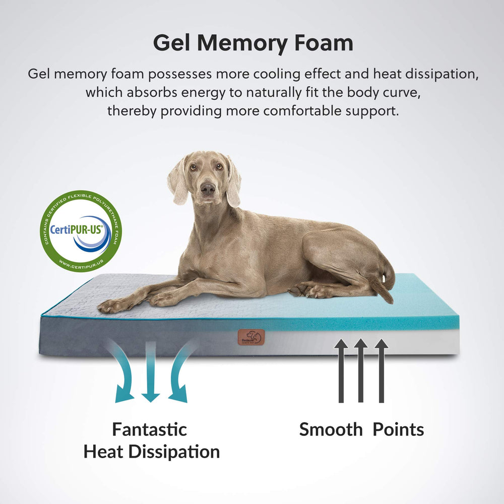 Orthopedic Dog Bed for Large Dogs - Memory Foam Pet Mat, 2-Layer Thick Pet Mattress with Removable Washable Cover and Waterproof Lining (36x27x3.5 Inches), Grey