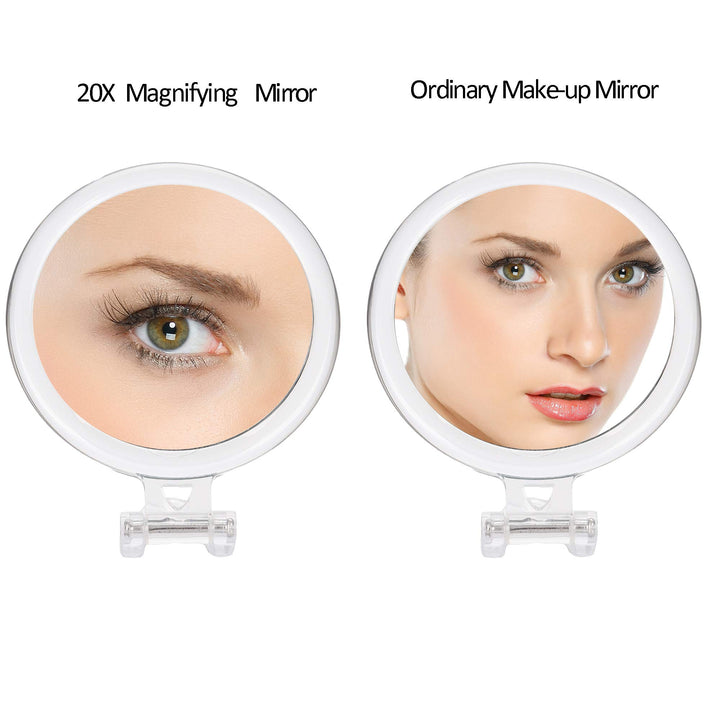 20X Magnifying Mirror, Two Sided Mirror, 20X/1X Magnification, Folding Makeup Mirror with Handheld/Stand,Use for Makeup Application, Tweezing, and Blackhead/Blemish Removal. 5IN.