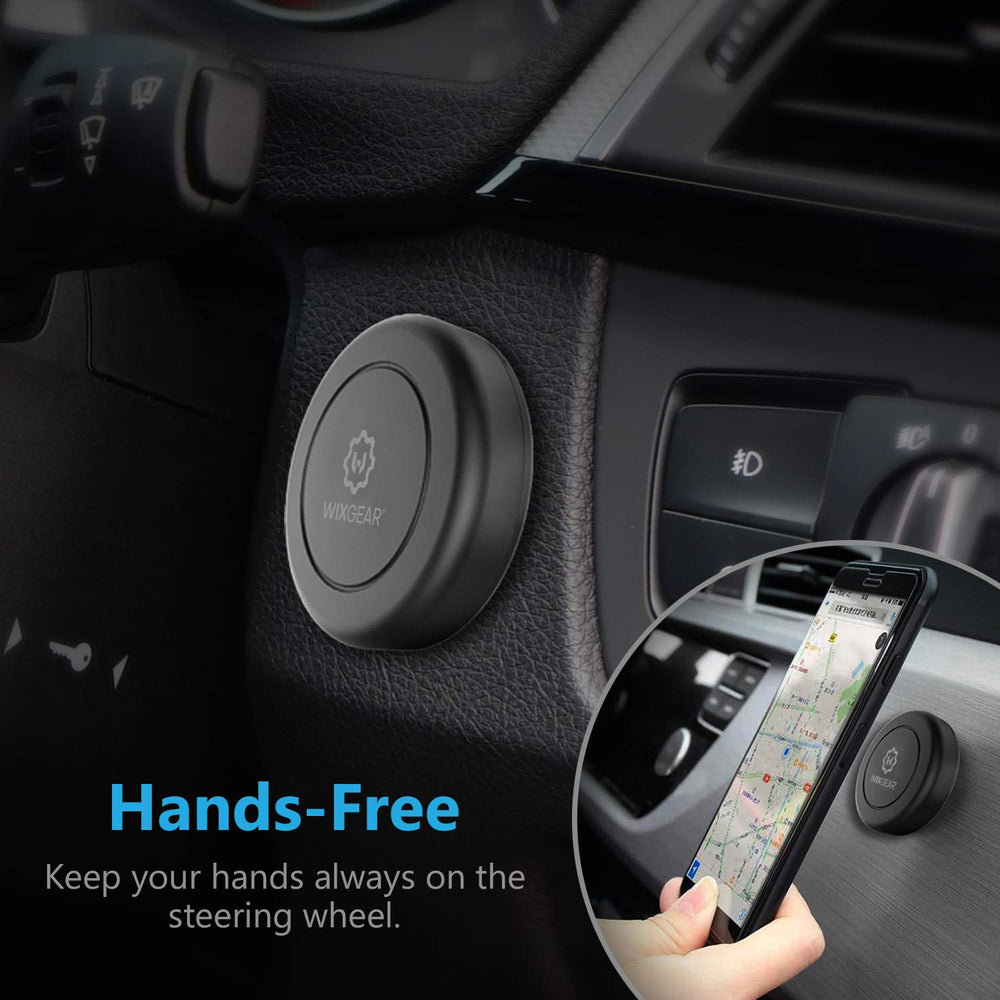 Universal Flat Stick On Dashboard Magnetic Car Mount Holder for Cell Phones and Mini Tablets with Fast Swift-Snap Technology - Extra Slim