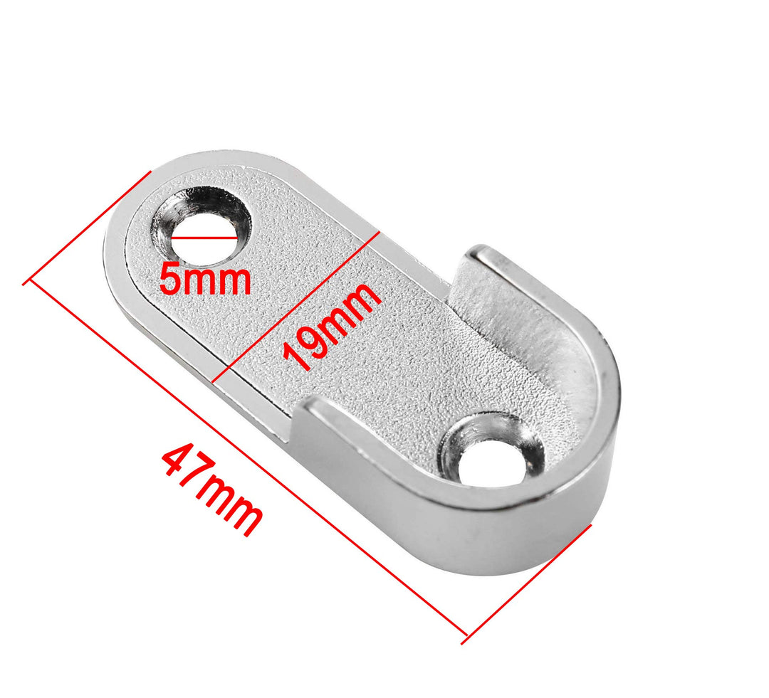 2 Pair Zinc Alloy Oval Hanging Rail Rod Holder End Bracket Support for Wardrobe Closet Silver 0.63 Inner Size