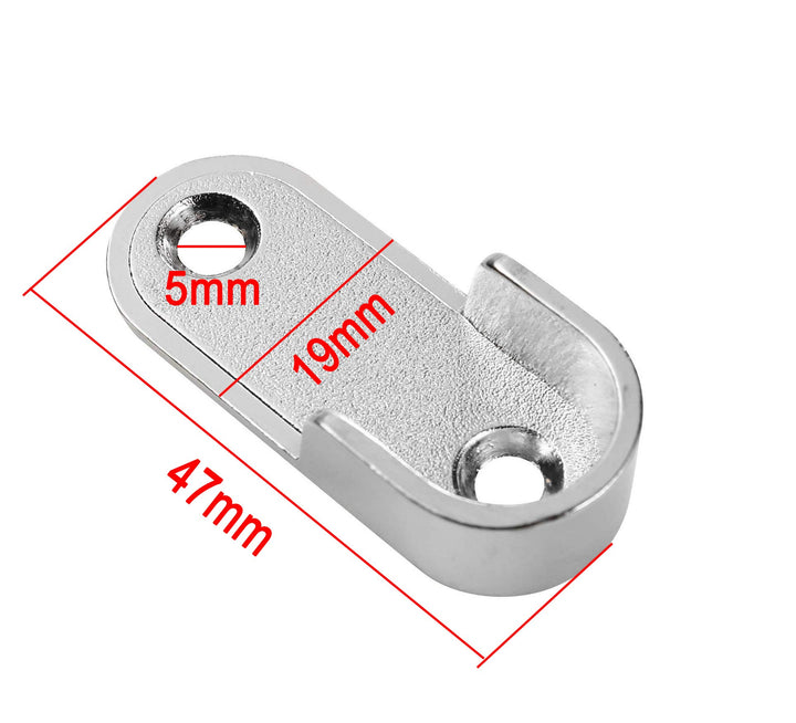 2 Pair Zinc Alloy Oval Hanging Rail Rod Holder End Bracket Support for Wardrobe Closet Silver 0.63 Inner Size