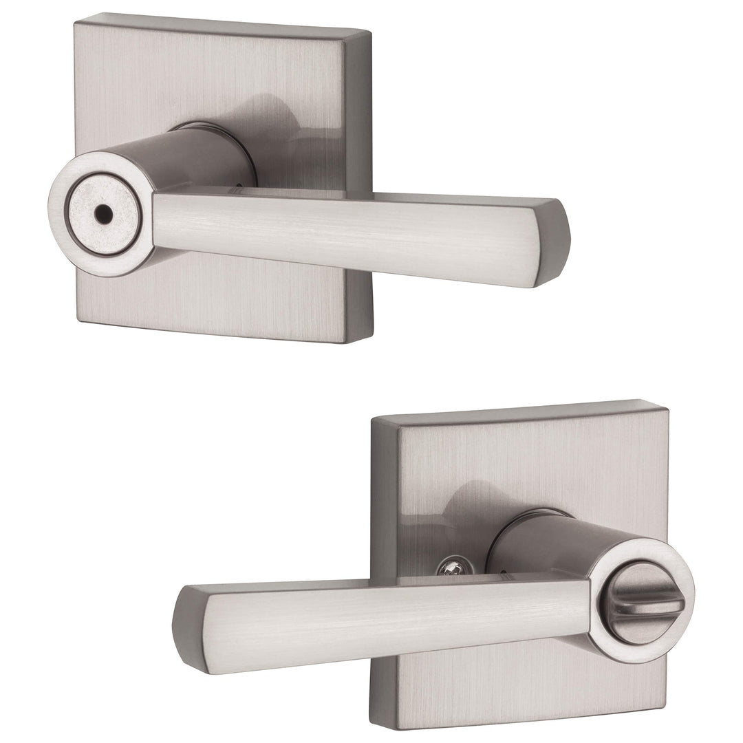 Spyglass , Interior Privacy Door Handle Reversible Lever for Bedroom/Bathroom, Keyless Door Lock With Microban Protection, in Satin Nickel