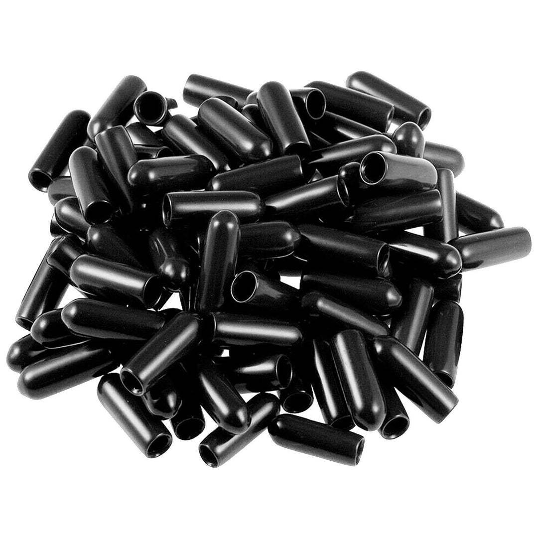 50pcs Screw Thread Protectors 1/8 inch ID Rubber Round End Cap Cover Flexible Tube Caps Tubing Tip, 15 mm Long (Black,Inner Dia 3mm)