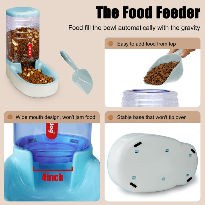 Fairy Tale Automatic Pet Feeder Small&Medium Pets Automatic Food Feeder and Waterer Set 3.8L, Travel Supply Feeder and Water Dispenser for Dogs Cats Pets Animals(Blue)