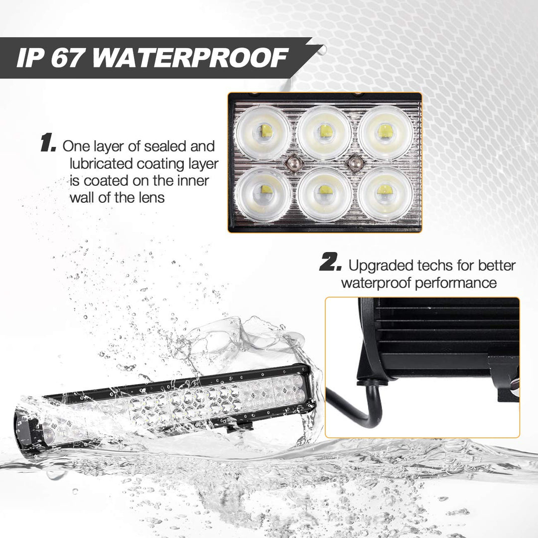 20 Inch LED Light Bar 126W Light Bar with 42pcs 3W Led Off Road Driving Lights Spot Flood Combo Beam for Jeep Driving Off Road ATV SUV UTV