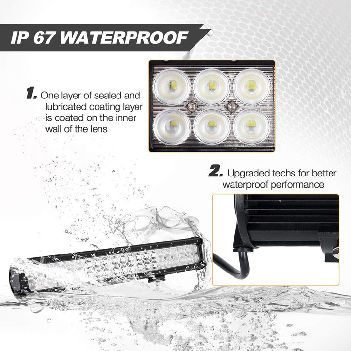 20 Inch LED Light Bar 126W Light Bar with 42pcs 3W Led Off Road Driving Lights Spot Flood Combo Beam for Jeep Driving Off Road ATV SUV UTV