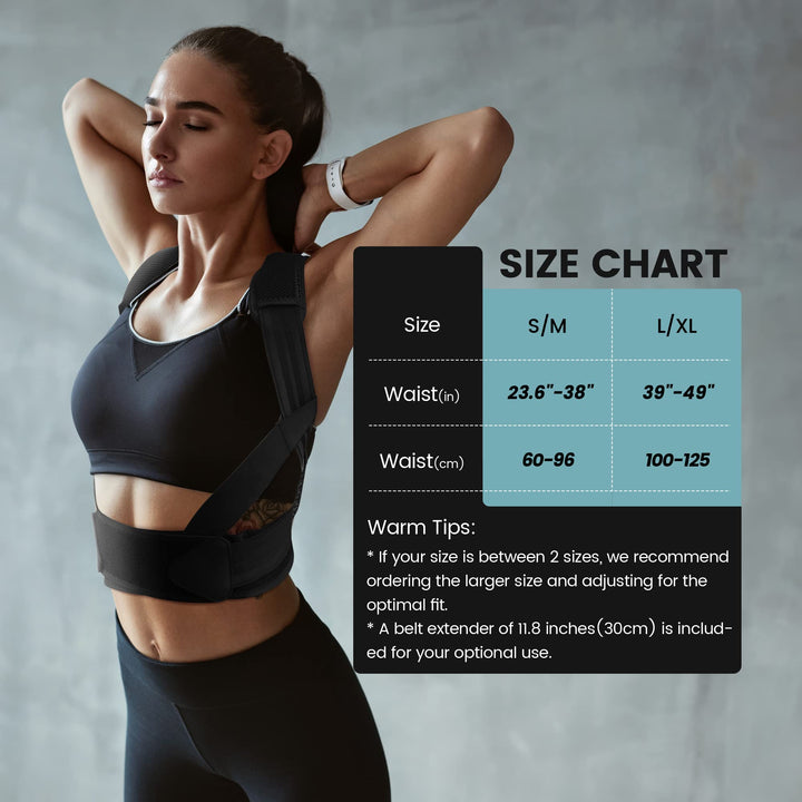 Posture Corrector for Women and Men, Back Brace Fully Adjustable & Comfy, Support Straightener for Spine, Back, Neck, Clavicle and Shoulder, Improves Posture and Pain Relief S/M