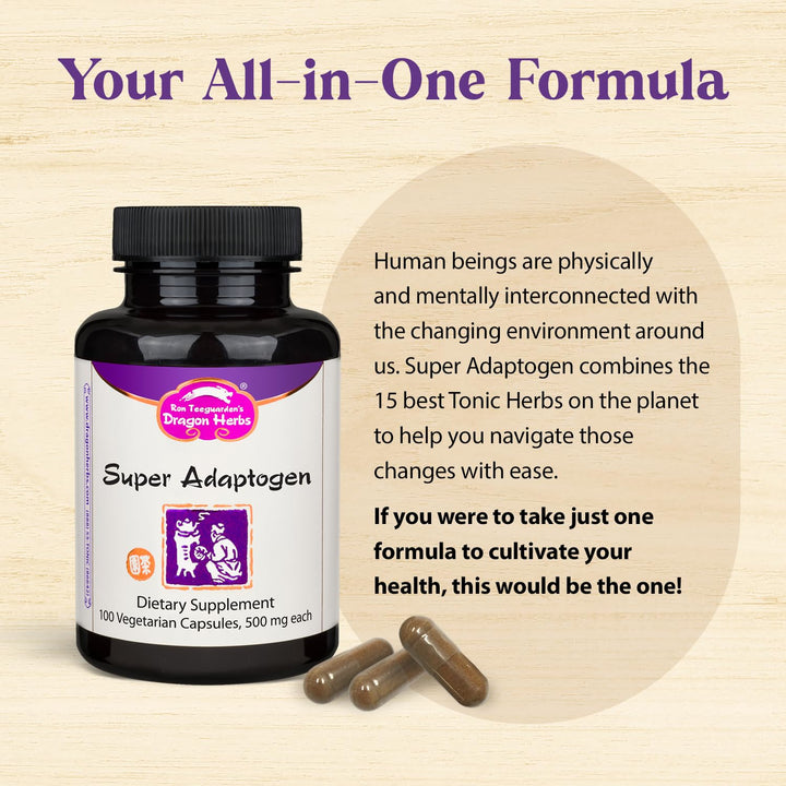 Super Adaptogen | All Natural Supplement to Support Well-Being, Mood, Immune Function, Strong Adaptive Response | All Natural Ingredients, Non-GMO (100 Capsules, 500 mg Per Capsule)”