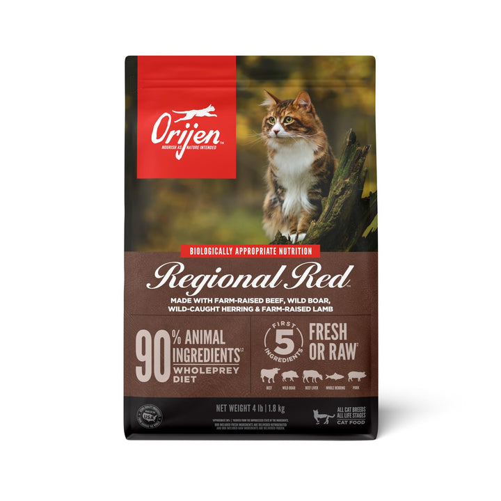 Regional RED Dry Cat Food, Grain Free Cat Food for All Life Stages, with WholePrey Ingredients, 4lb