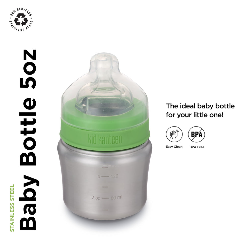 Kid Baby Bottle with Lid, Brushed Stainless, One Size/5 oz