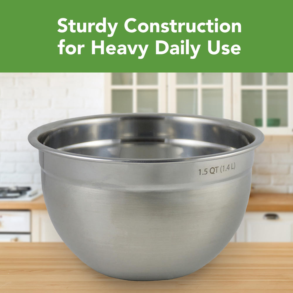 Stainless Steel, Easy Pour, Deep Mixing Bowl, 1.5 Quart