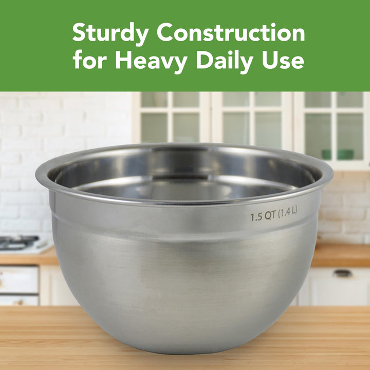 Stainless Steel, Easy Pour, Deep Mixing Bowl, 1.5 Quart