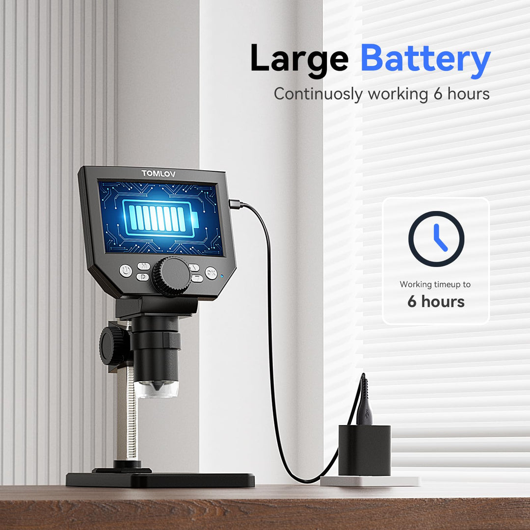 Coin Microscope LCD Digital Microscope 1000X, Coin Magnifier with 8 Adjustable LED Lights, PC View Compatible with Windows/MacBook, Built-in Long Lasting Battery, DM4 Lite, 4.3 Inch