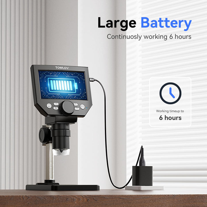 Coin Microscope LCD Digital Microscope 1000X, Coin Magnifier with 8 Adjustable LED Lights, PC View Compatible with Windows/MacBook, Built-in Long Lasting Battery, DM4 Lite, 4.3 Inch