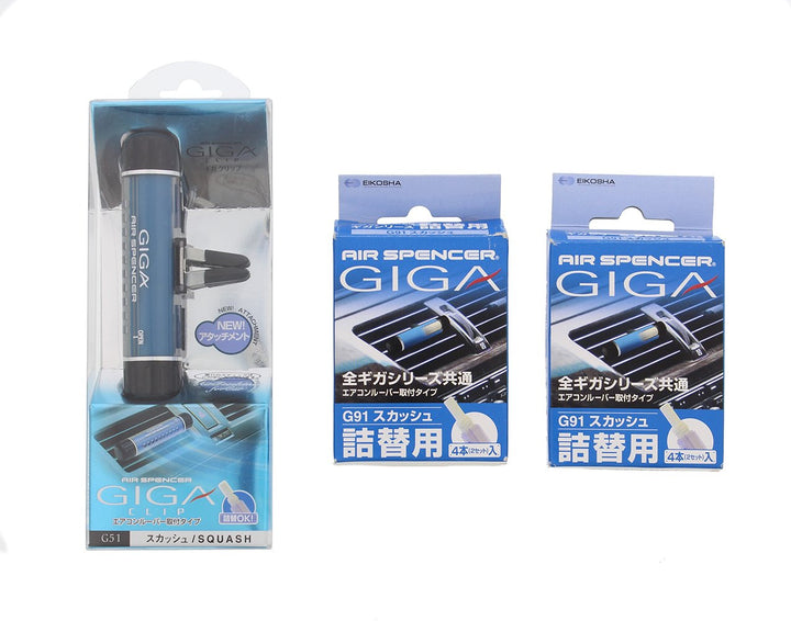 GIGA Clip Car Air Freshener and Refills - Squash Scent