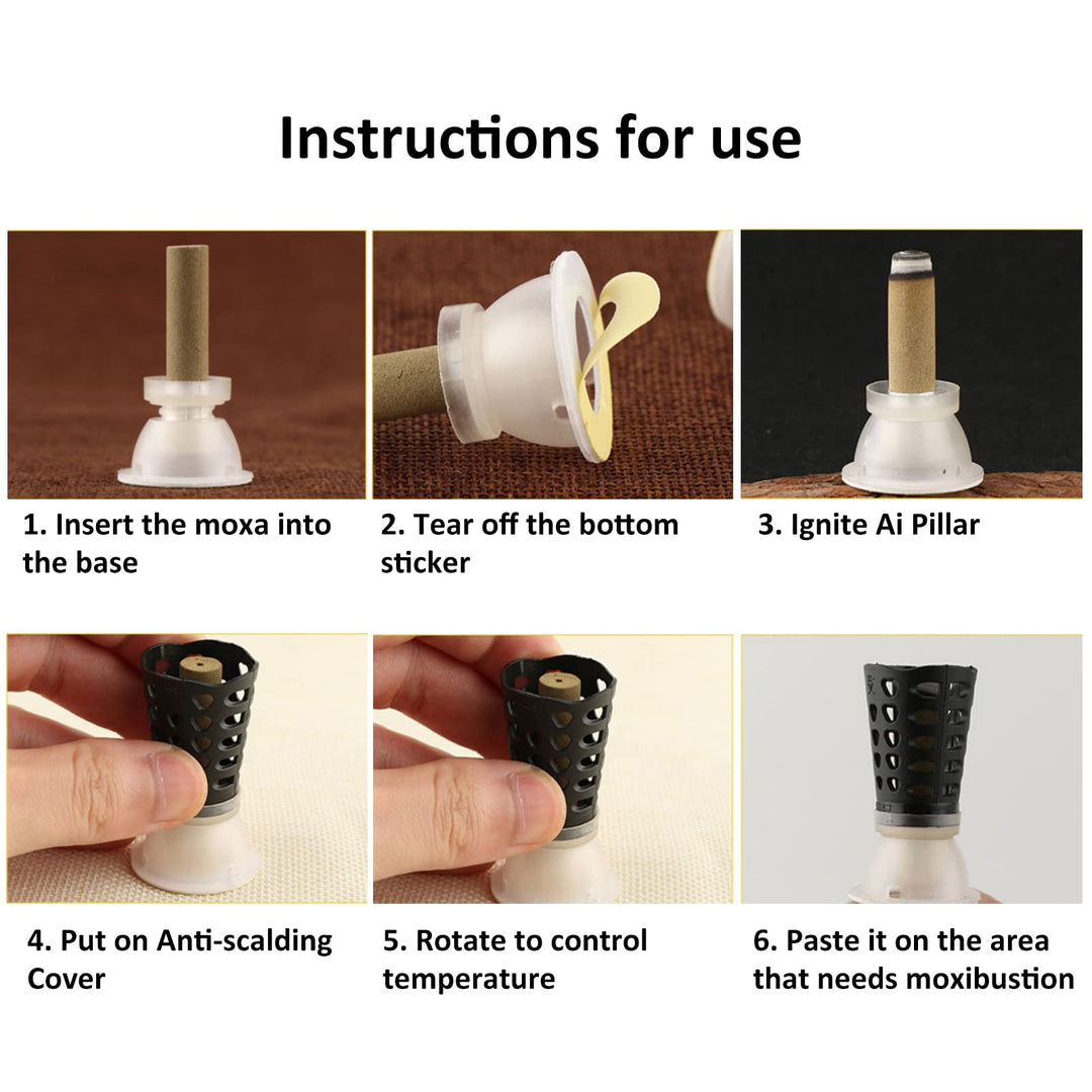 Old Moxa Rolls for Moxibustion - 5 Years High Purity Wormwood Sticks Rolls with Cone Base for Heat Acupuncture (50 Rolls Pack)